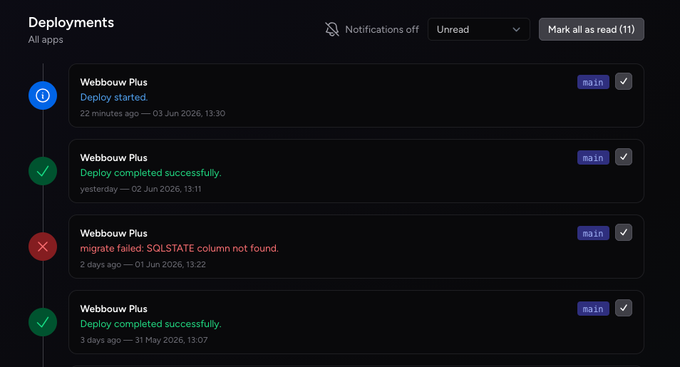 Deployment log overview